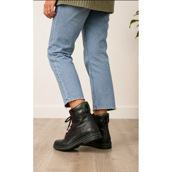Danexx Shoes - Danexx Casual Vintage Leather Hiking Boots Black Green Burgundy Lace Up Wome 7.5